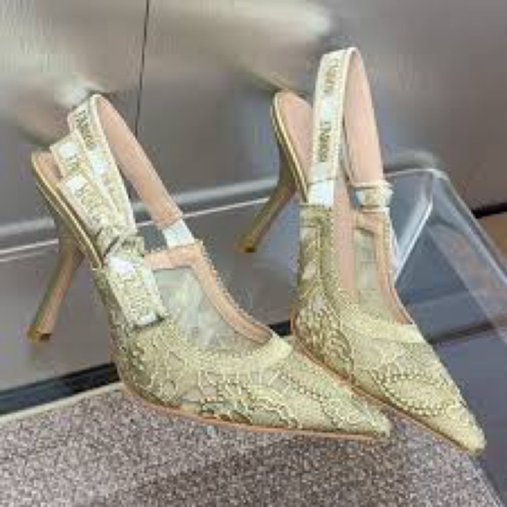 Dior Gold Lace Heels